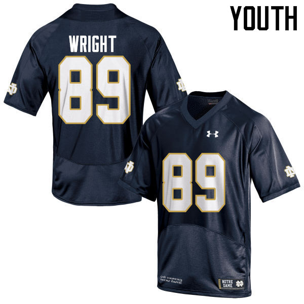 Youth #89 Brock Wright Notre Dame Fighting Irish College Football Jerseys-Navy Blue